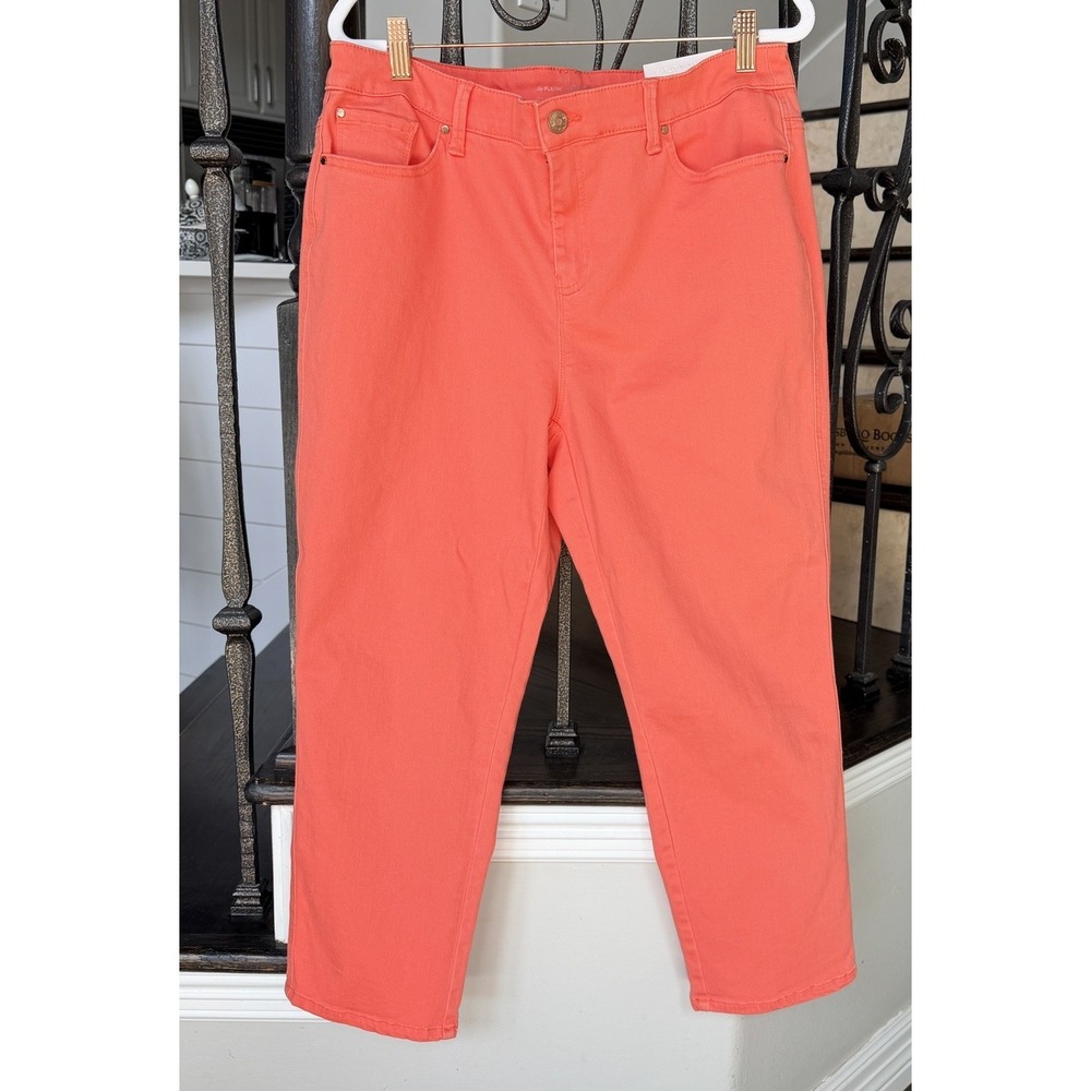 Chicos Jeans Size 2 Platinum SlimFit Crop Denim Sunrise OrangeNWT Casual comfort